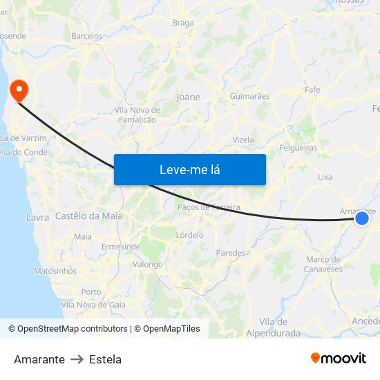 Amarante to Estela map
