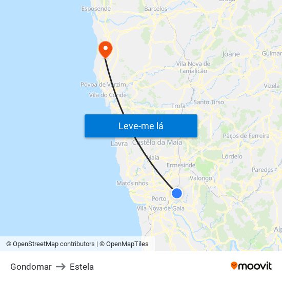 Gondomar to Estela map