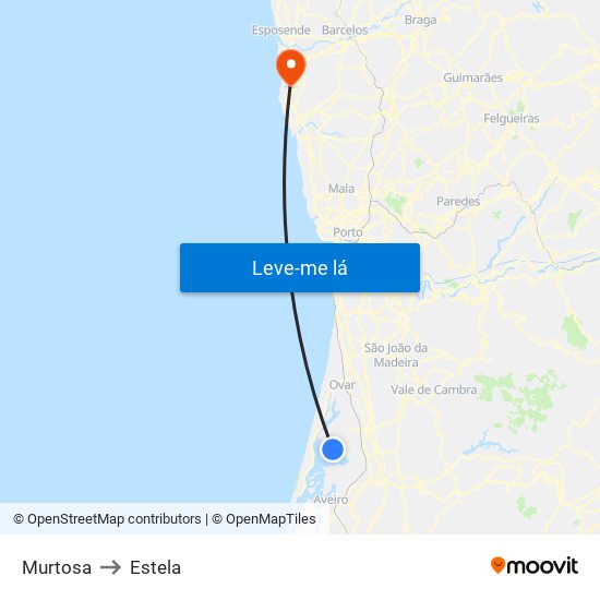 Murtosa to Estela map