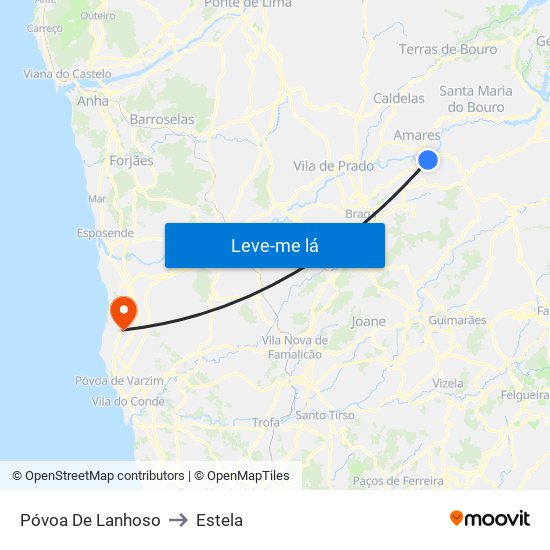 Póvoa De Lanhoso to Estela map