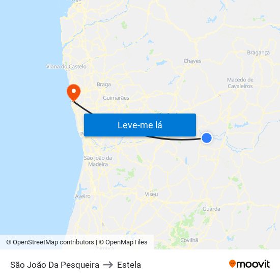 São João Da Pesqueira to Estela map