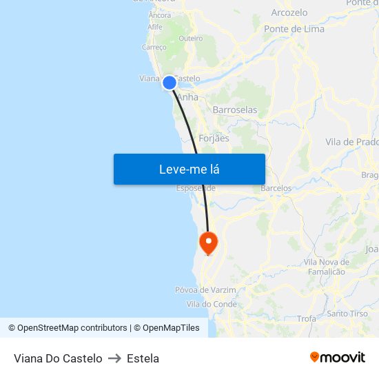 Viana Do Castelo to Estela map