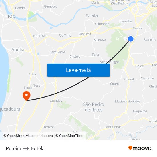 Pereira to Estela map