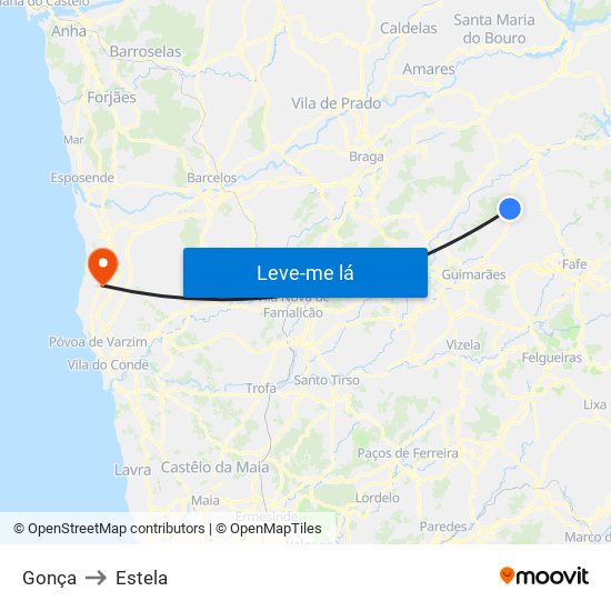 Gonça to Estela map