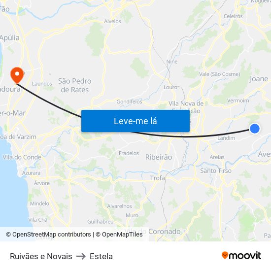 Ruivães e Novais to Estela map