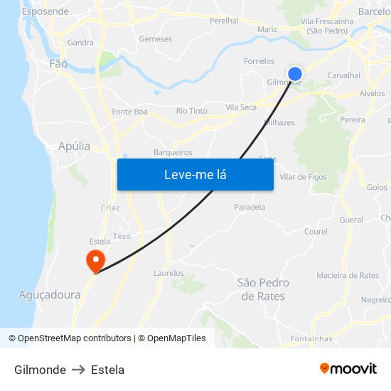 Gilmonde to Estela map