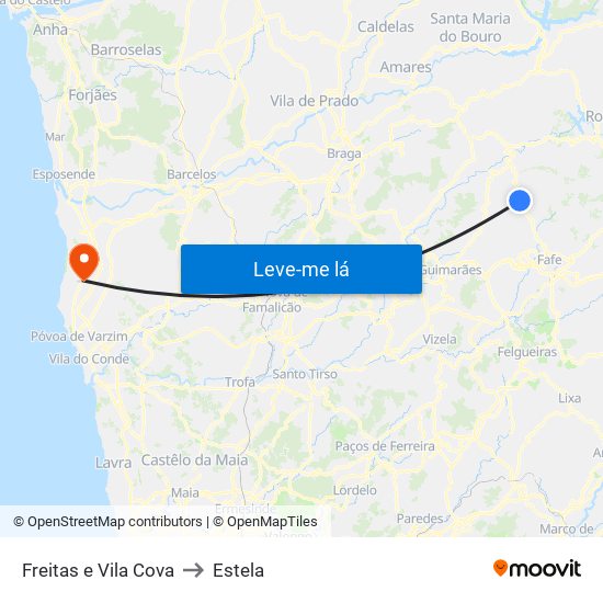 Freitas e Vila Cova to Estela map