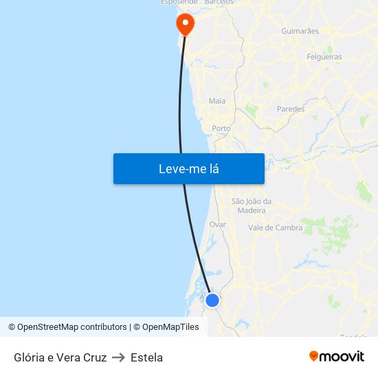 Glória e Vera Cruz to Estela map