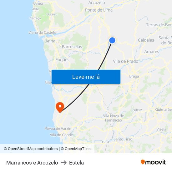 Marrancos e Arcozelo to Estela map
