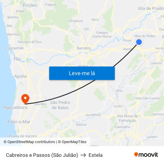 Cabreiros e Passos (São Julião) to Estela map