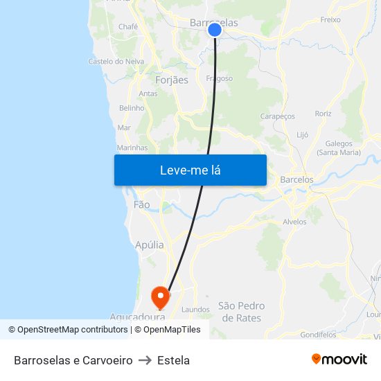 Barroselas e Carvoeiro to Estela map