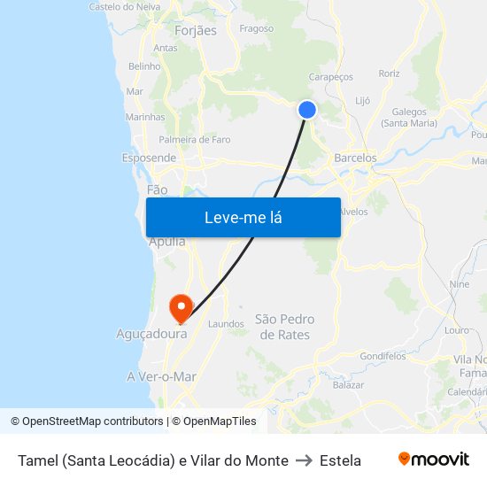 Tamel (Santa Leocádia) e Vilar do Monte to Estela map