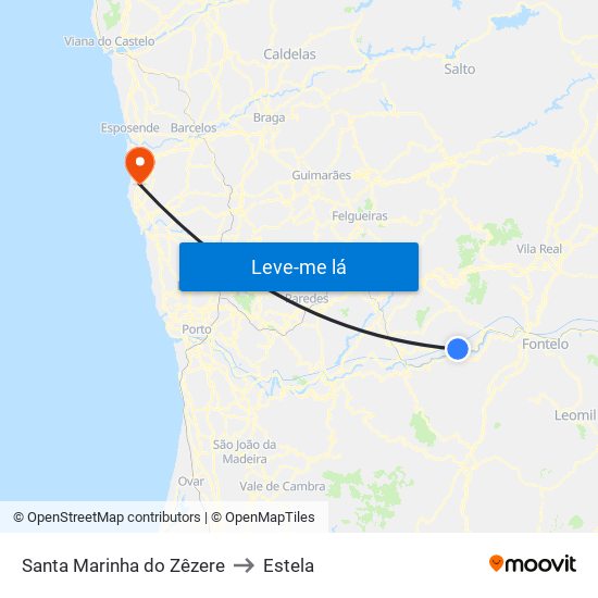 Santa Marinha do Zêzere to Estela map