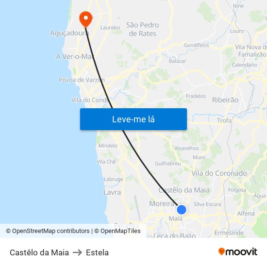 Castêlo da Maia to Estela map