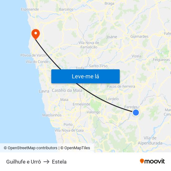 Guilhufe e Urrô to Estela map