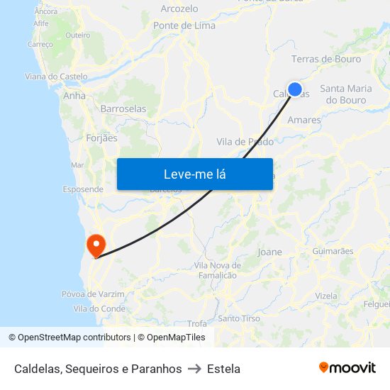 Caldelas, Sequeiros e Paranhos to Estela map