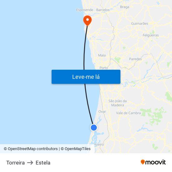 Torreira to Estela map