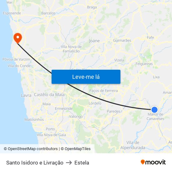 Santo Isidoro e Livração to Estela map