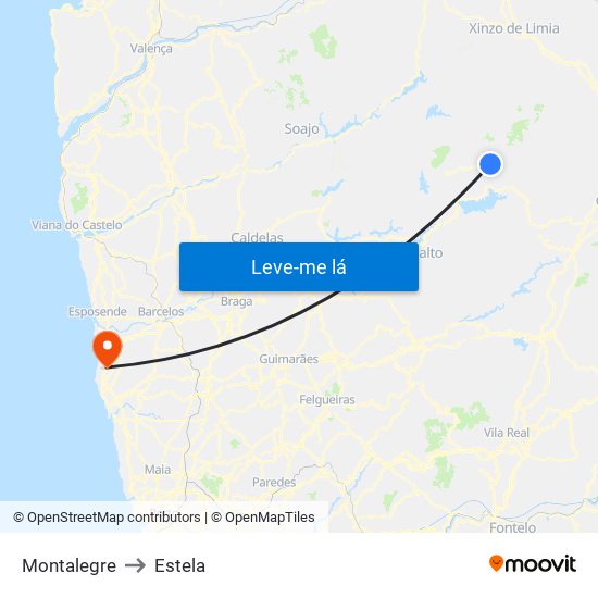 Montalegre to Estela map
