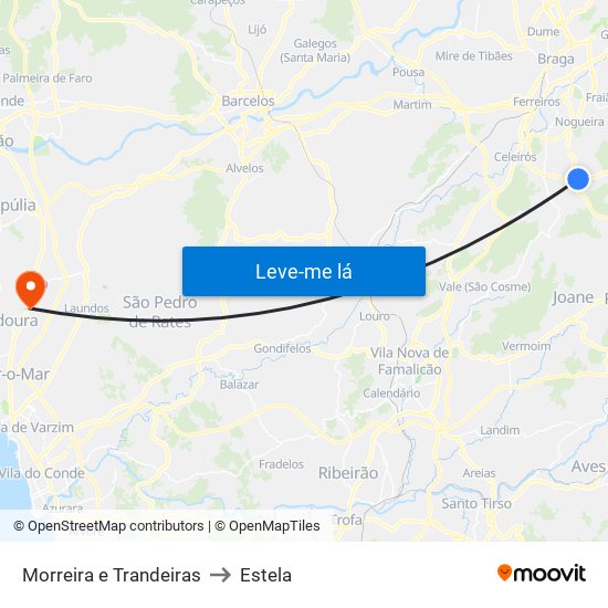 Morreira e Trandeiras to Estela map