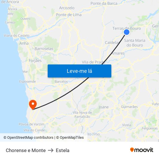 Chorense e Monte to Estela map