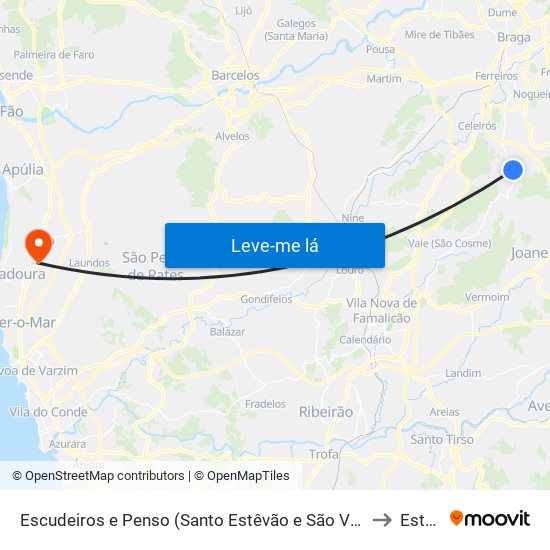Escudeiros e Penso (Santo Estêvão e São Vicente) to Estela map