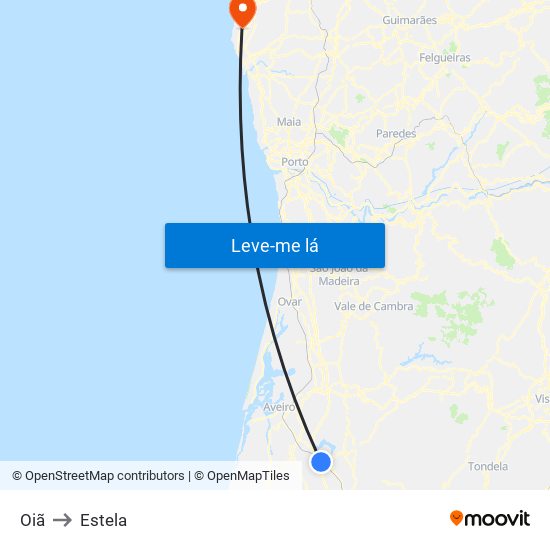 Oiã to Estela map
