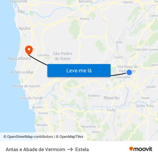 Antas e Abade de Vermoim to Estela map