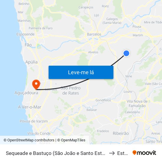 Sequeade e Bastuço (São João e Santo Estêvão) to Estela map