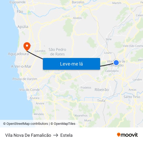 Vila Nova De Famalicão to Estela map