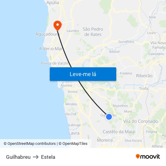 Guilhabreu to Estela map