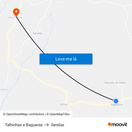 Talhinhas e Bagueixe to Sendas map