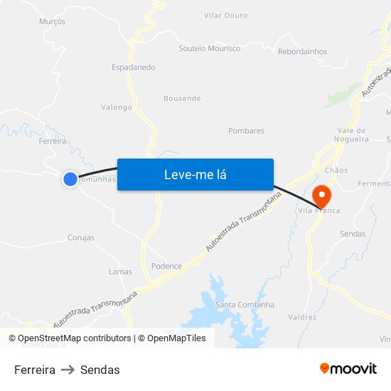 Ferreira to Sendas map