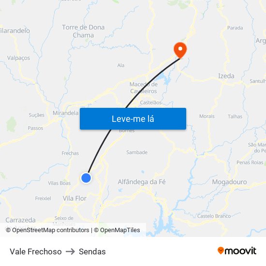 Vale Frechoso to Sendas map