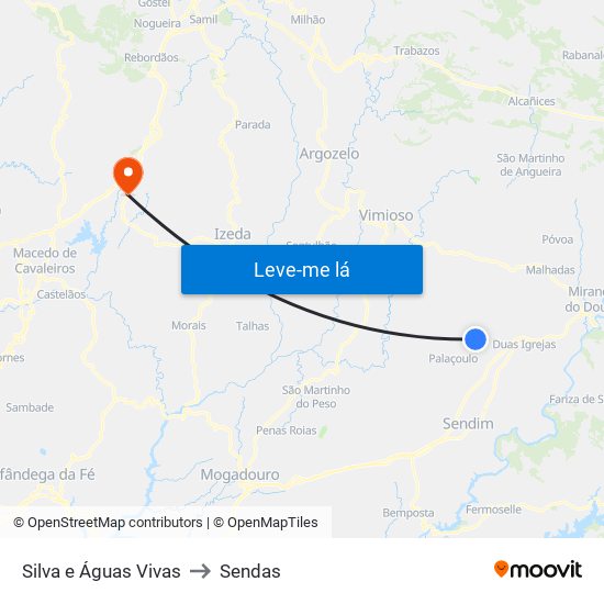 Silva e Águas Vivas to Sendas map