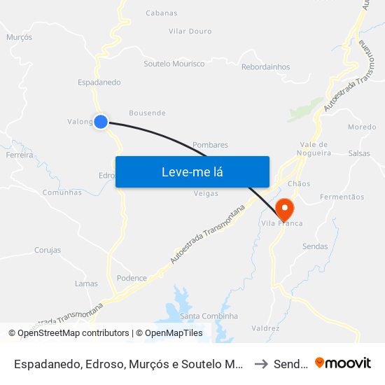 Espadanedo, Edroso, Murçós e Soutelo Mourisco to Sendas map