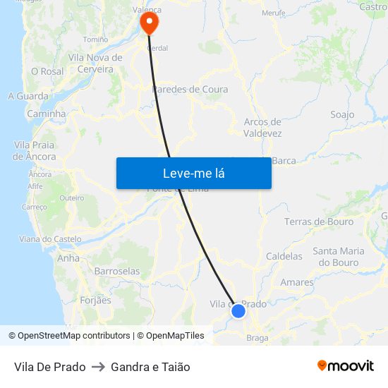 Vila De Prado to Gandra e Taião map