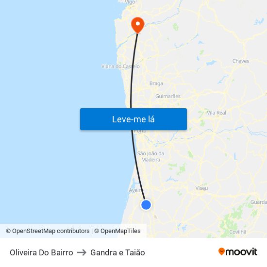 Oliveira Do Bairro to Gandra e Taião map