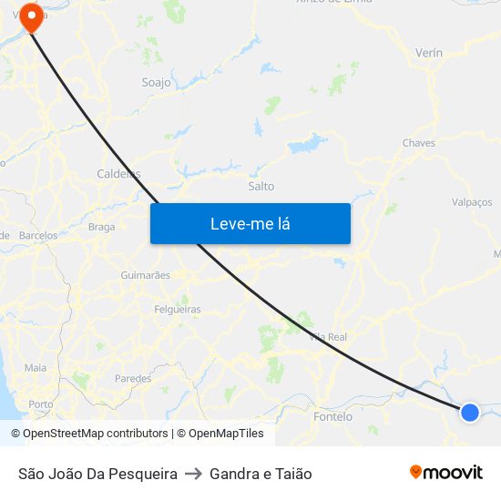 São João Da Pesqueira to Gandra e Taião map