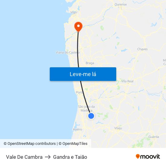 Vale De Cambra to Gandra e Taião map