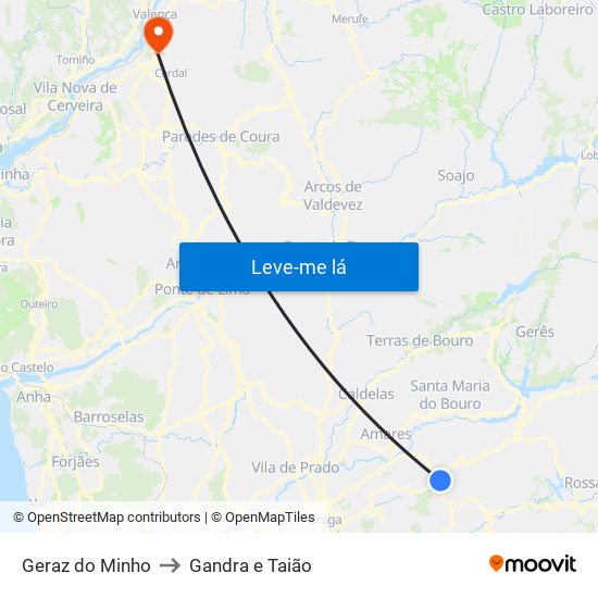 Geraz do Minho to Gandra e Taião map