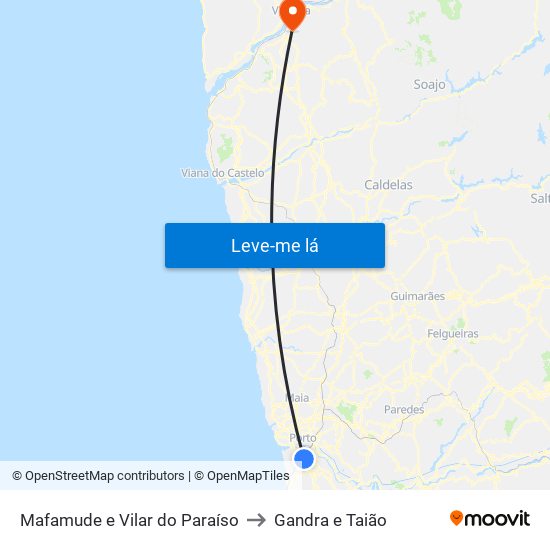 Mafamude e Vilar do Paraíso to Gandra e Taião map