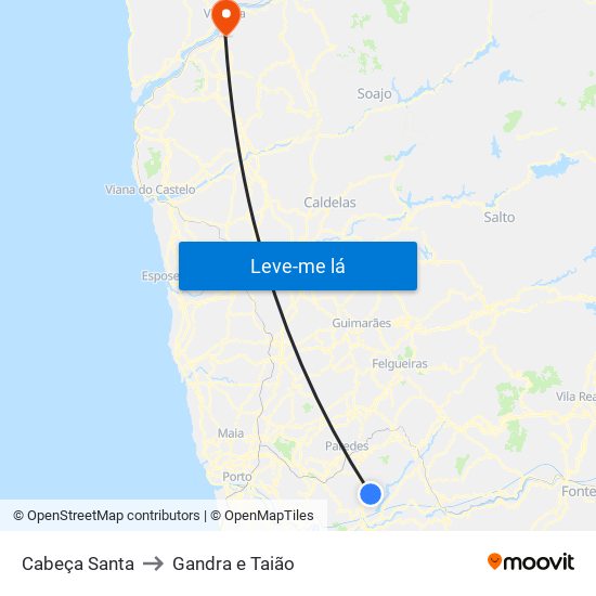 Cabeça Santa to Gandra e Taião map
