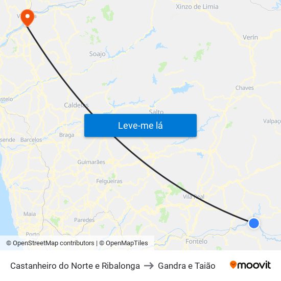 Castanheiro do Norte e Ribalonga to Gandra e Taião map