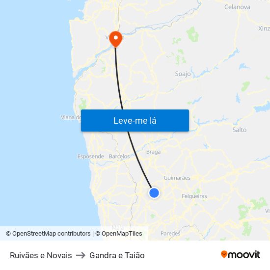 Ruivães e Novais to Gandra e Taião map