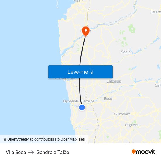 Vila Seca to Gandra e Taião map