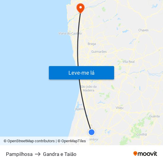 Pampilhosa to Gandra e Taião map