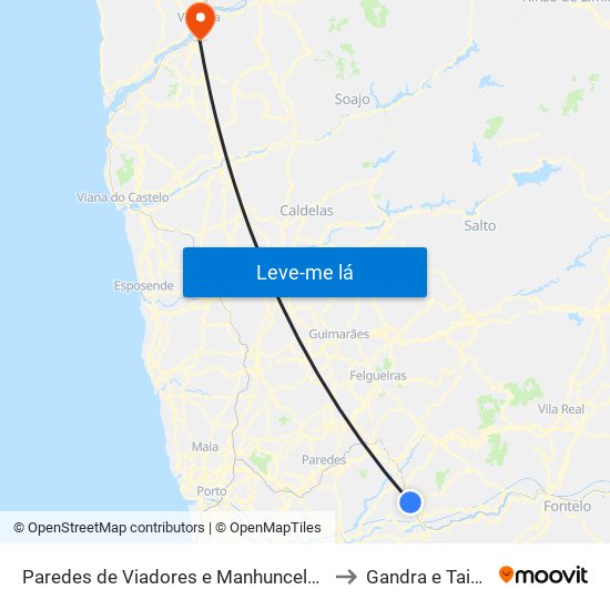 Paredes de Viadores e Manhuncelos to Gandra e Taião map