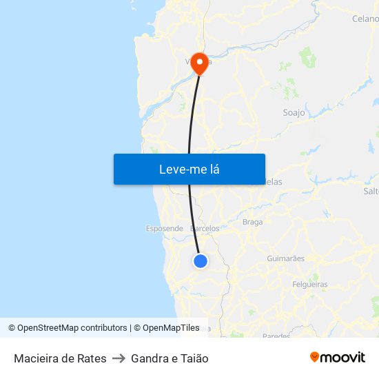 Macieira de Rates to Gandra e Taião map