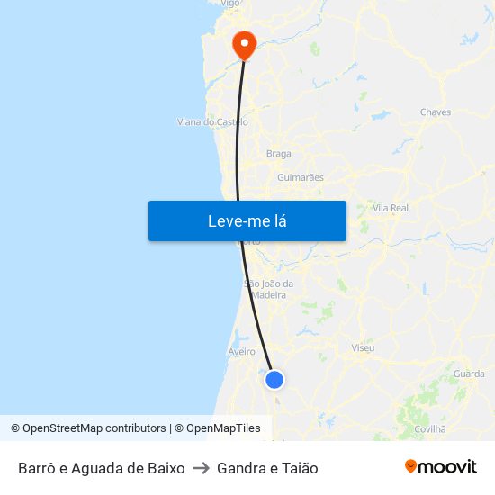 Barrô e Aguada de Baixo to Gandra e Taião map